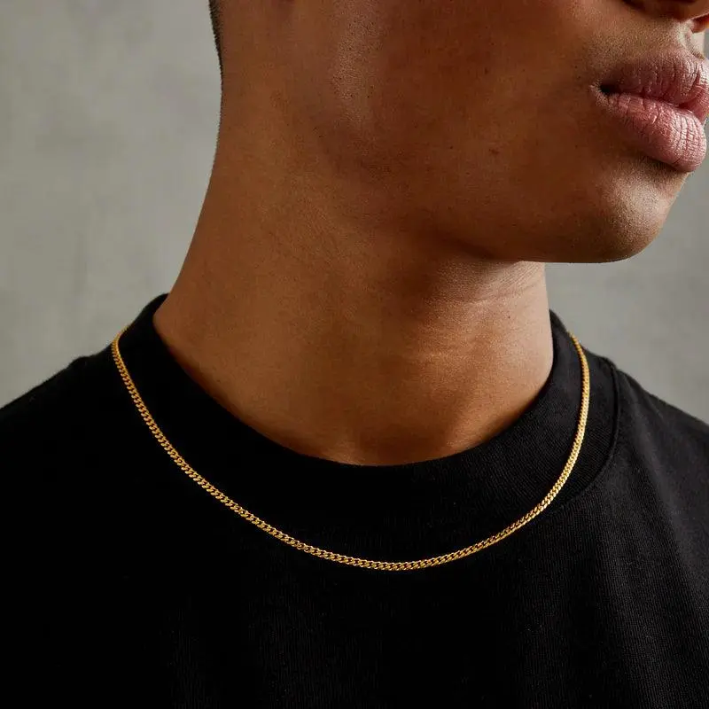 MICRO CUBAN CHAIN 3MM - Gold - Image 2