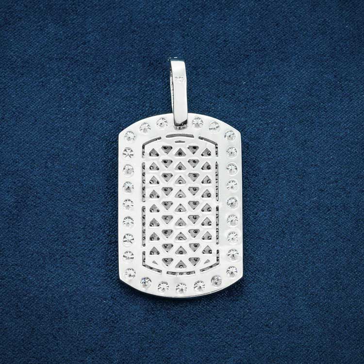 Moissanite Dog Tag Pendant - Vermeil Gold - Image 3
