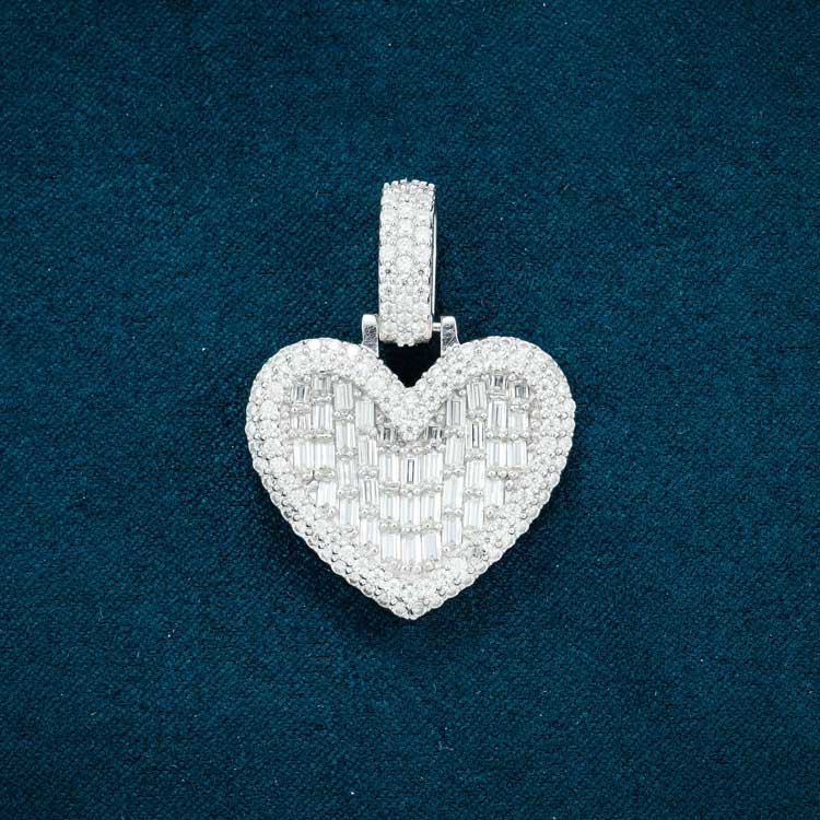 Moissanite Heart Pendant - Vermeil Gold - Image 5