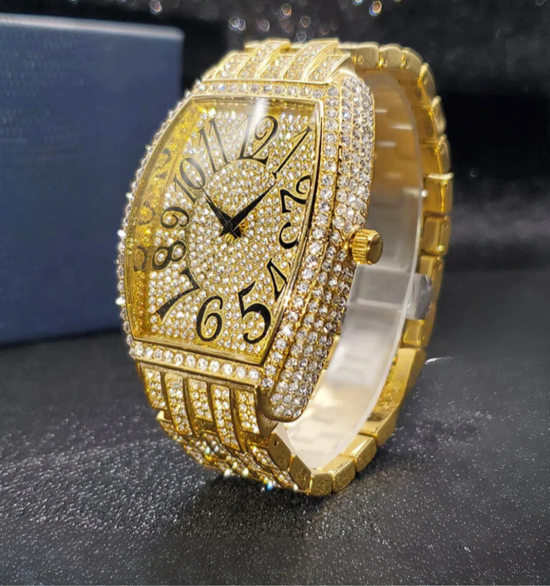 Navette Gold Iced Out Watch - Image 2