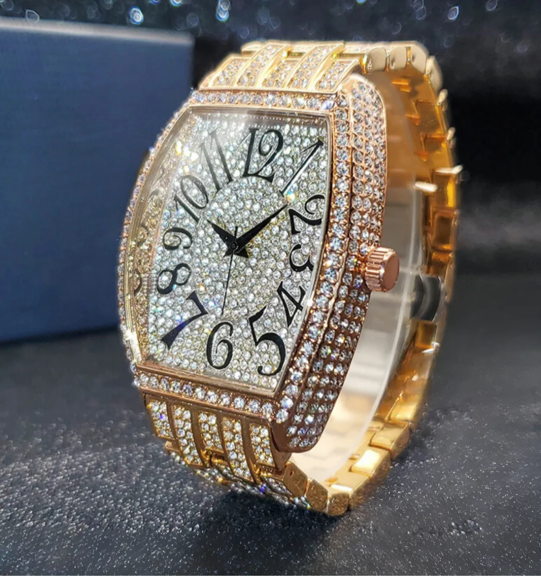 Navette Gold Iced Out Watch - Image 3