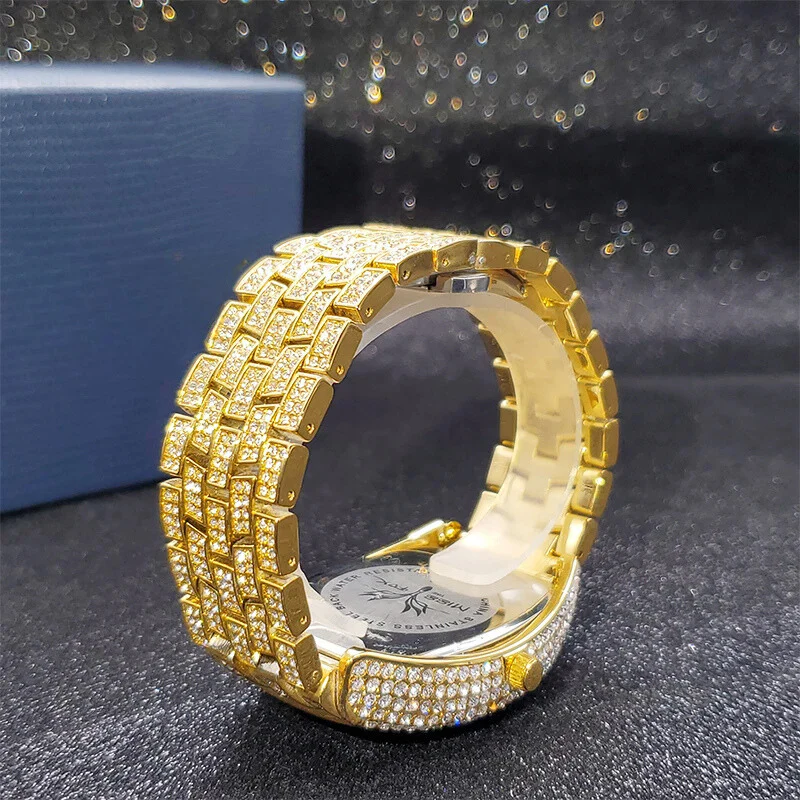 Navette Gold Iced Out Watch - Image 5