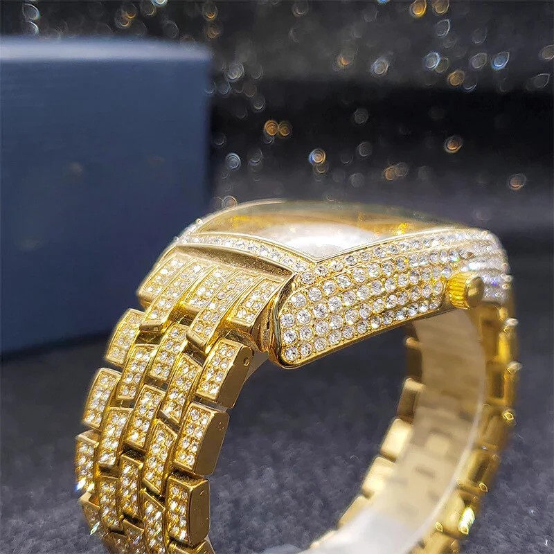Navette Gold Iced Out Watch - Image 6