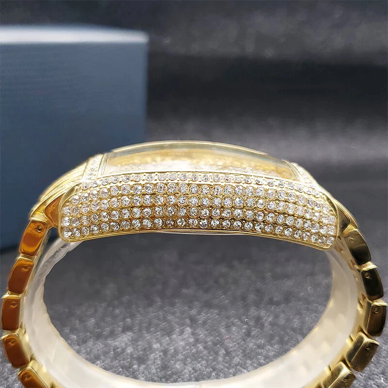 Navette Gold Iced Out Watch - Image 7