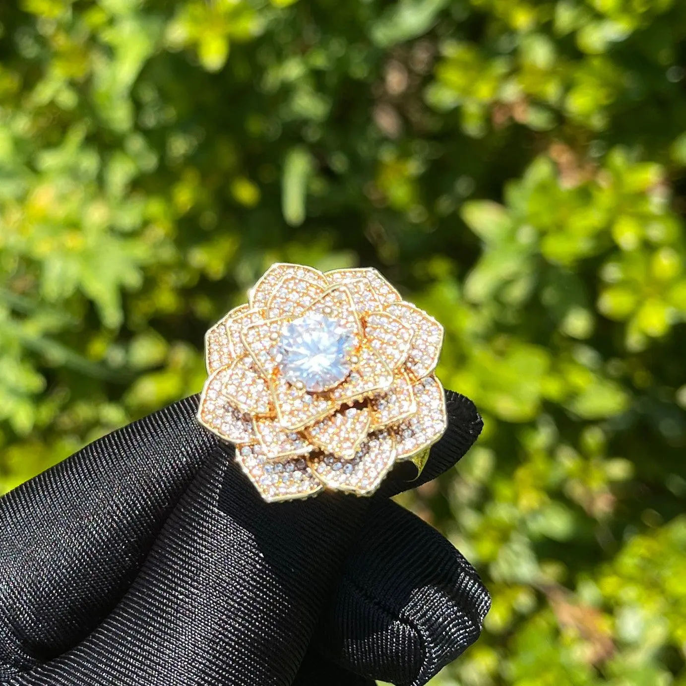 Rose Flower Iced Out Ring - Image 3