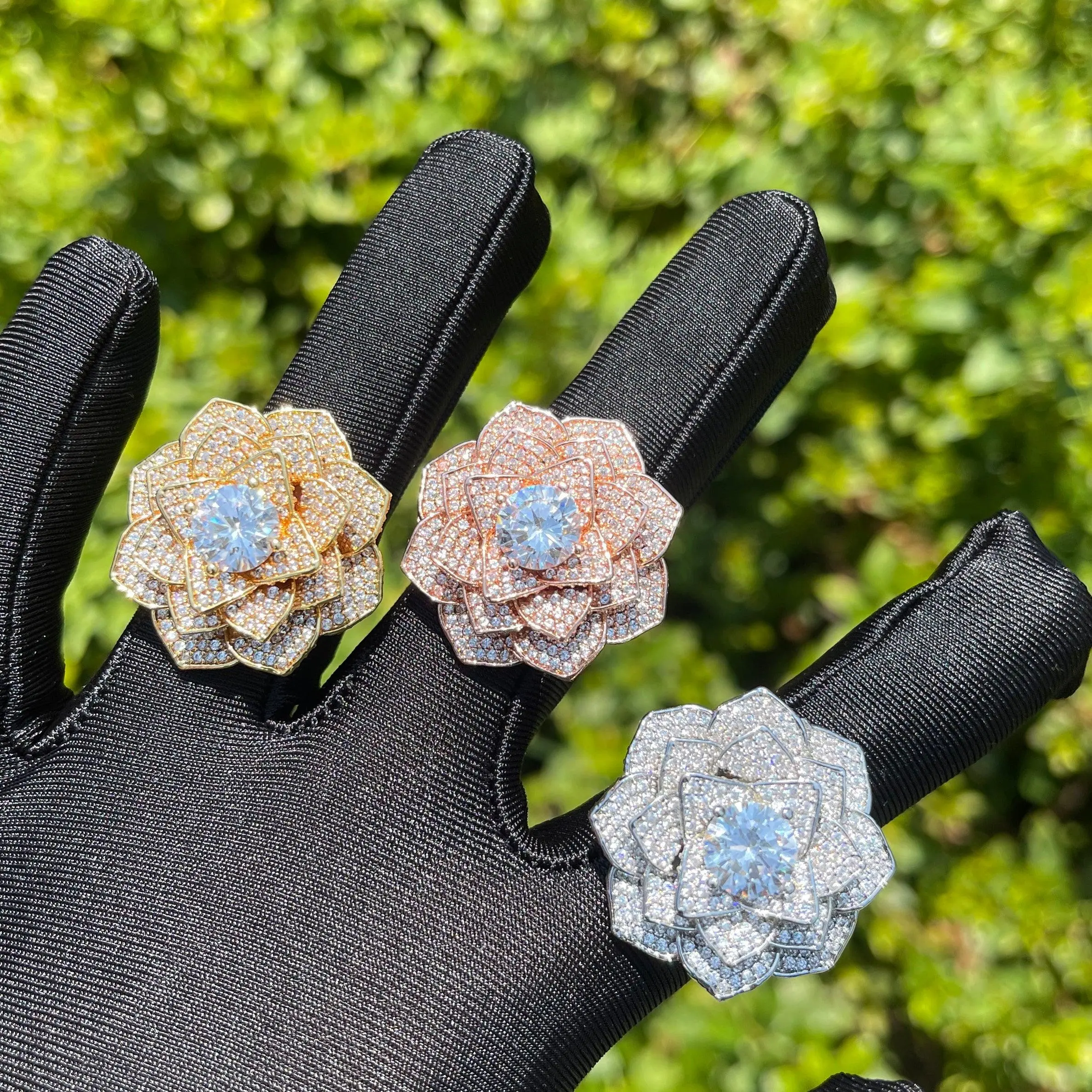 Rose Flower Iced Out Ring - Image 7