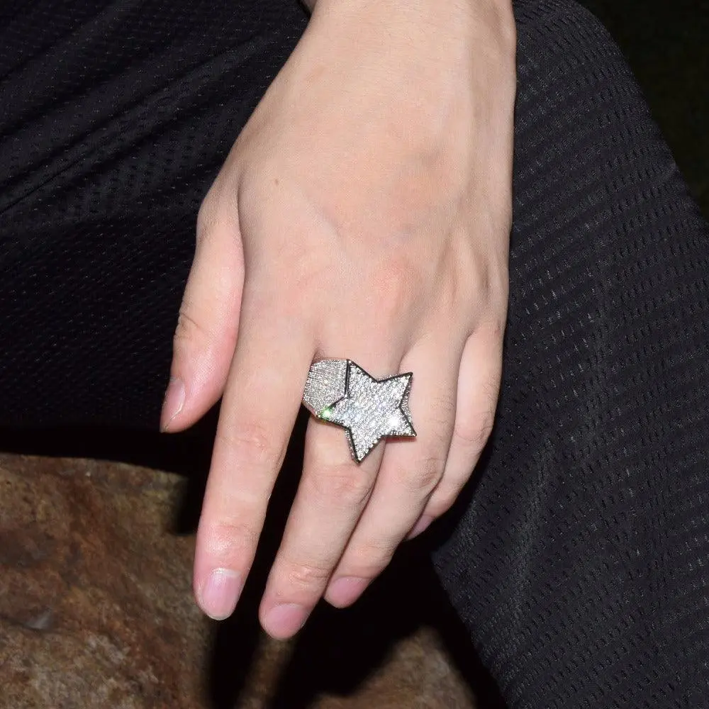 Star Iced Out Diamond Ring - Image 6