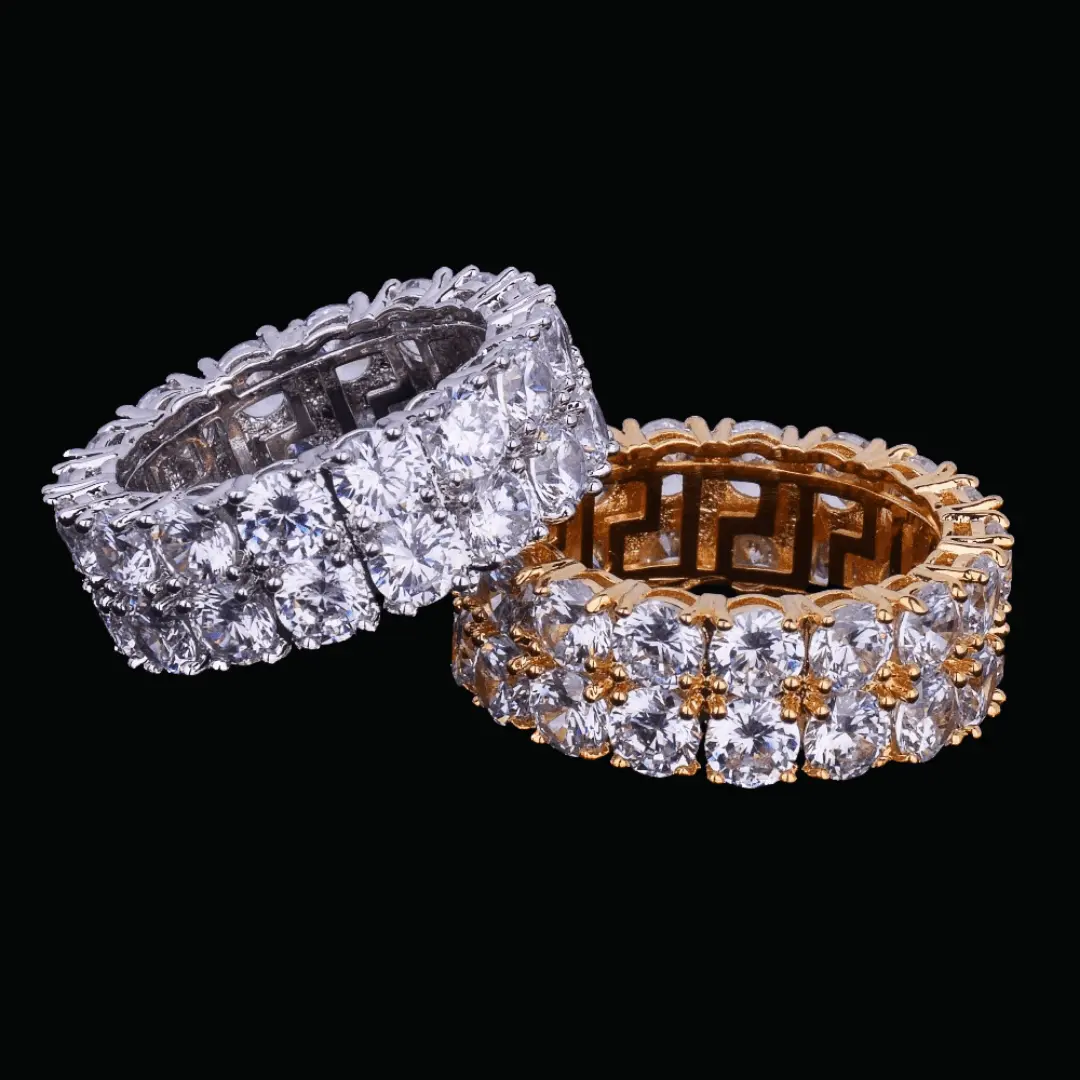 Tennis Two Rows Solitaire Iced Out Ring - Image 2