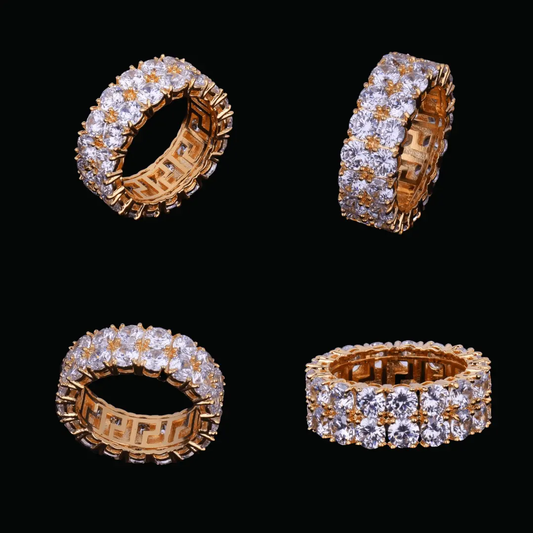 Tennis Two Rows Solitaire Iced Out Ring - Image 4