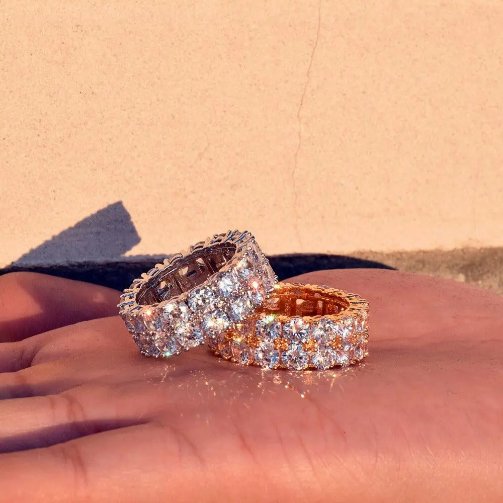 Tennis Two Rows Solitaire Iced Out Ring - Image 8