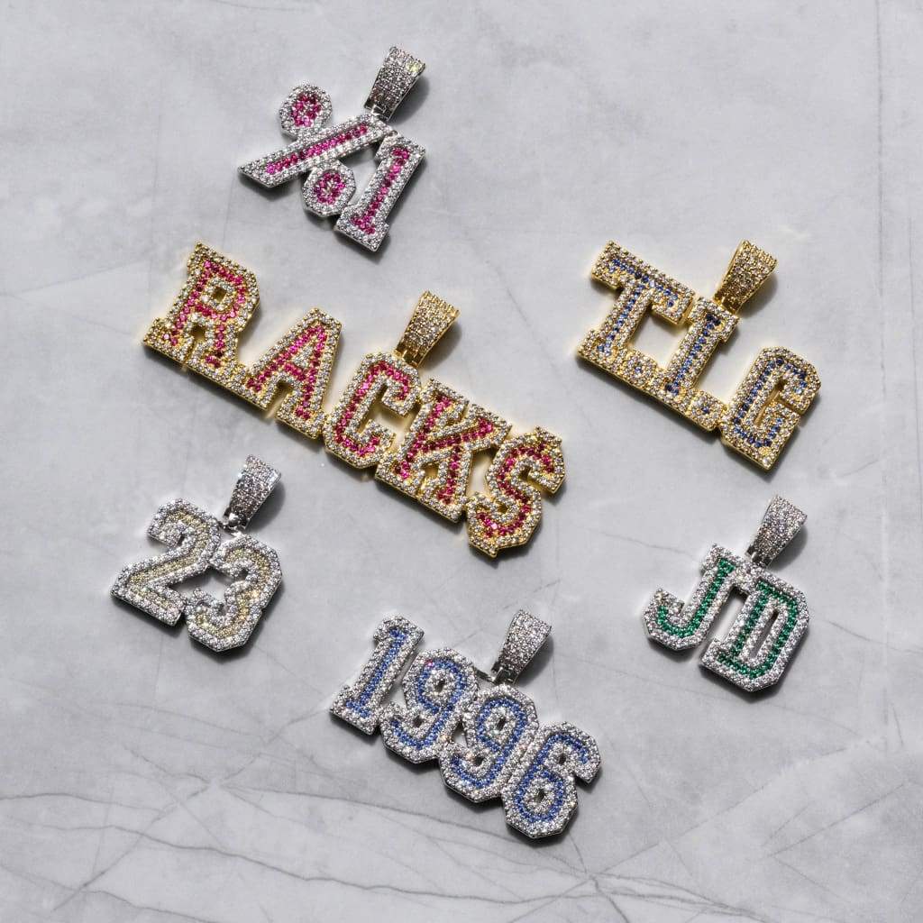 Varsity Letter Custom Pendant - White Gold - Image 3