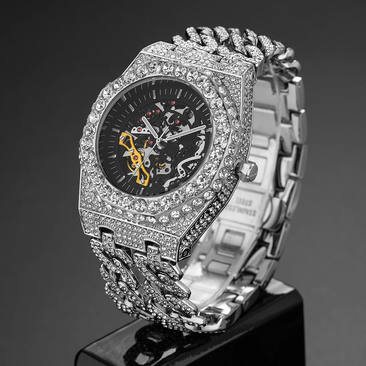 Versace Skeleton Iced Out Watch - Image 4